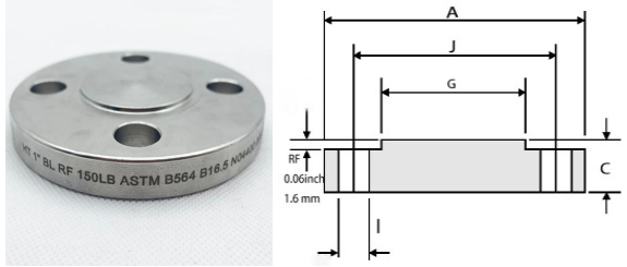 Blind flange demension 0.06in