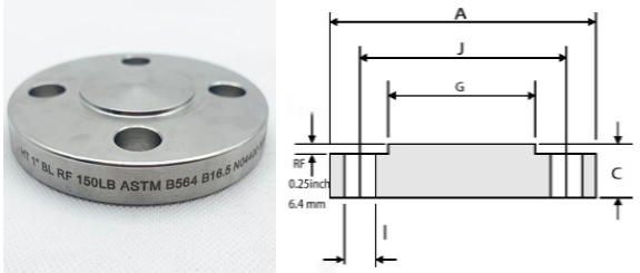 Blind flange demension 0.25in