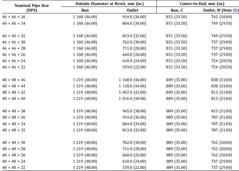 reducing tee and cross dimension 6