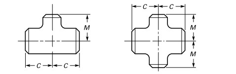 reducing tee and cross drawing