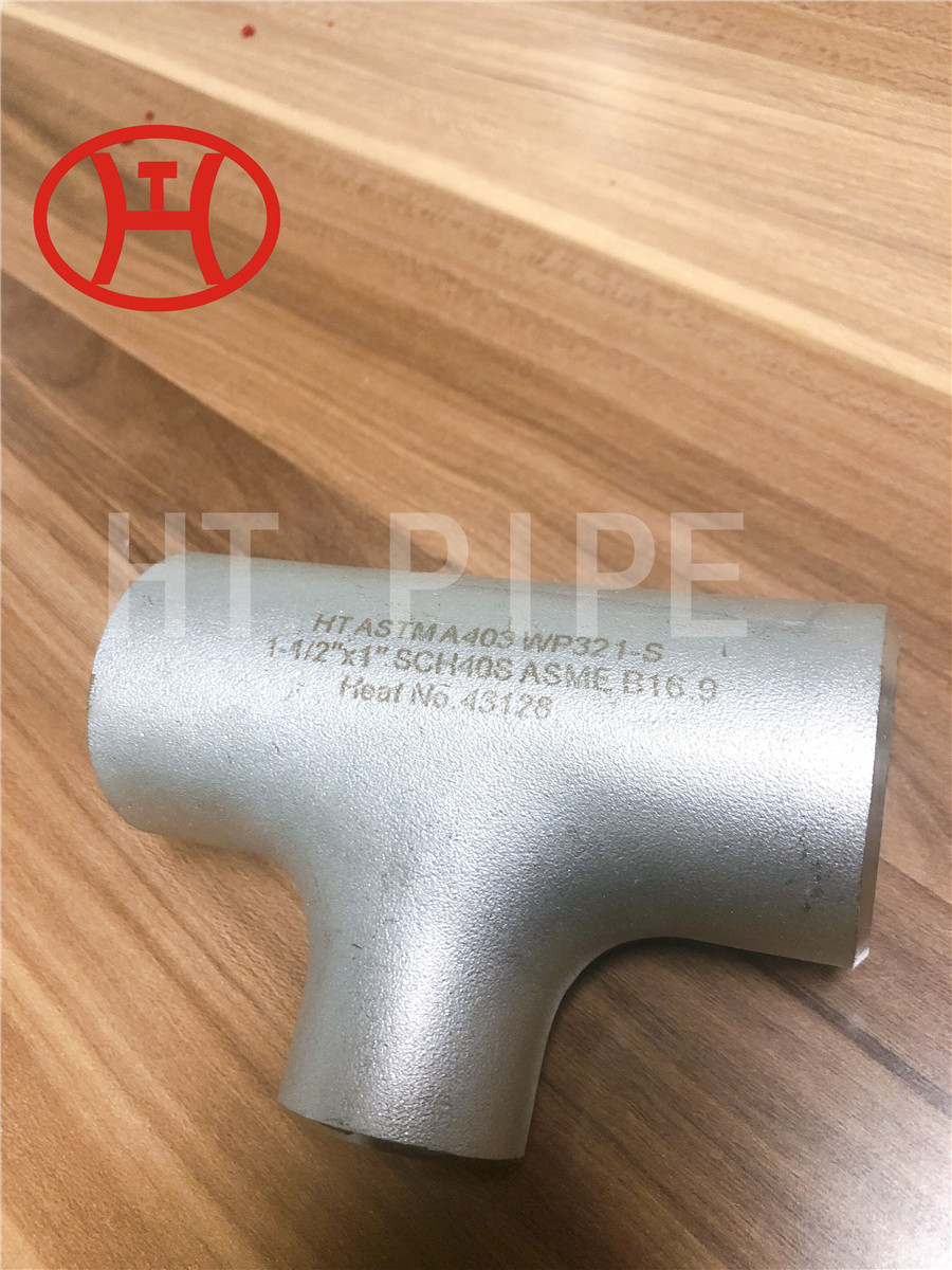 Stainless steel pipe fittings WP 321 reducing tee B16.9