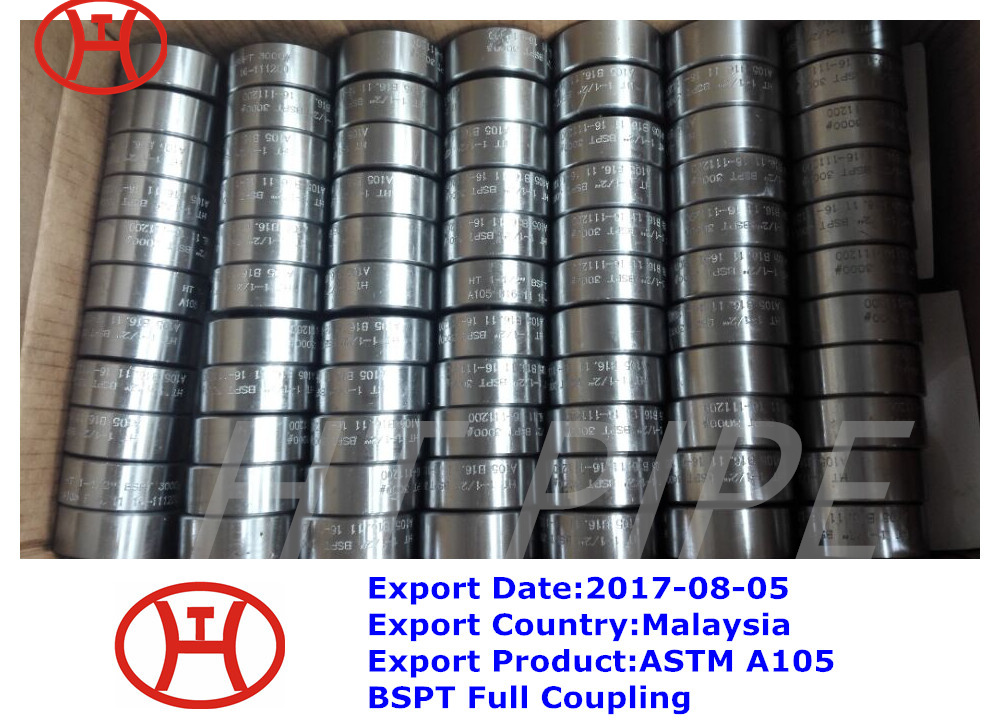 ASTM A105 BSPT Full Coupling high presure pipe fittings exported to Malaysia