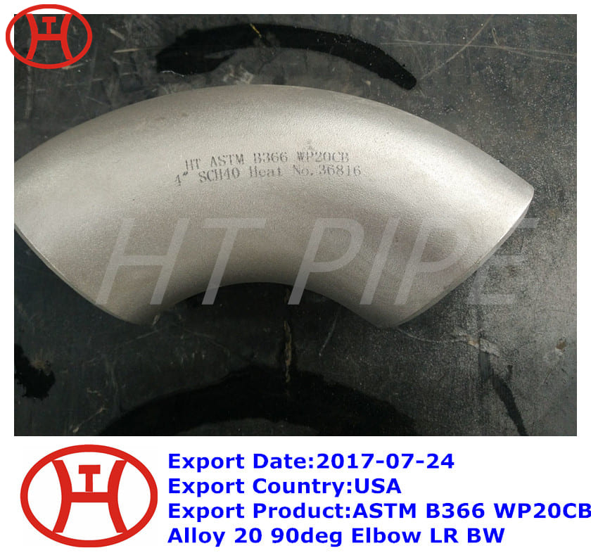 ASTM B366 WP20CB Alloy 20 N08020 ButtWeld Pipe Fittings